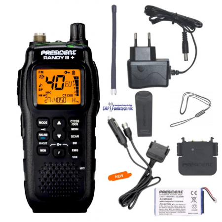 President Randy III Plus,ASC,NRC,PC,AM/FM CB-Handfunkgerät NEUE Version